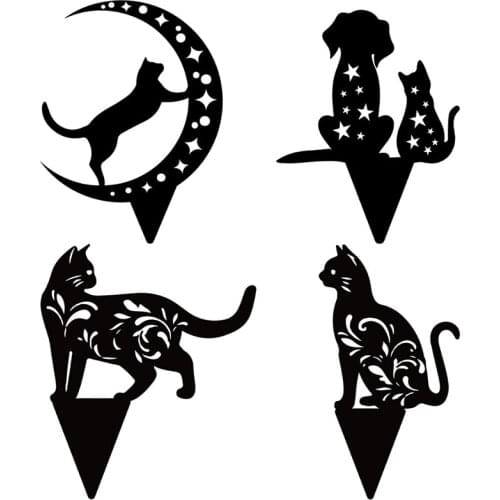 Acrylic Cat Decorative Garden Statue Peg Stakes Cat Silhouette Garden Decoration Yard Ornament for Home Party Front Yard