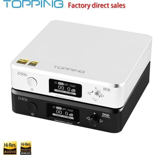 New TOPPING D50s audio decoder ES9038Q2M * 2 32Bit/768 Khz DSD512 HIFI USB DAC XMOS XU208 OPA1612 Bluetooth 5.0 HD support LDAC