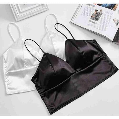 Sleeping Brassiere Push Up Bras Sexy Lingerie Top Wireless Bra Top Sexy Women Sexy Strap Silk Smooth Plunge Bralette Bra