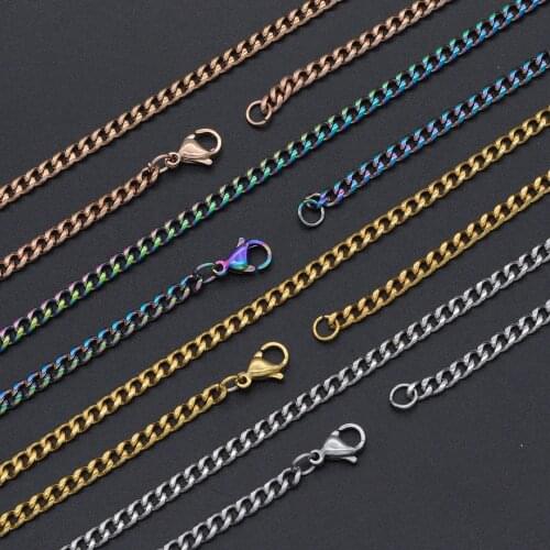Never Fade 3mm 100% 316L Stainless Steel Hip Hop Miami Cuban Chain Necklace 7BEADS Women Men Rapper Jewelry Basic Chains