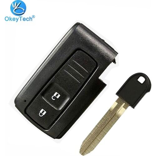 OkeyTech 2 Button Remote Car Key Shell Cover Case Fob Insert Key TOY43 Blade for Toyota Corolla Verso Camry Prius Smart Key Card
