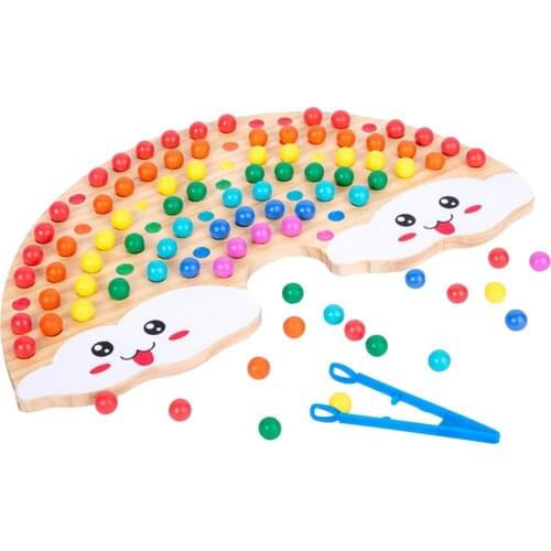 Wooden Board Beads Game Puzzle Color Sorting Toys for Toddlers Counting Toy for Kids Toddler Educational Montessori Games