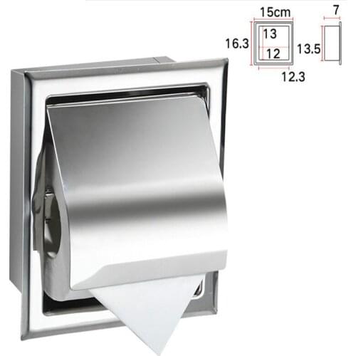 DWZ 304 Stainless Steel Bathroom Toilet Paper Holder Metal Light Tissue Box Holder Wc In-wall Concealed Paper Towel Holder