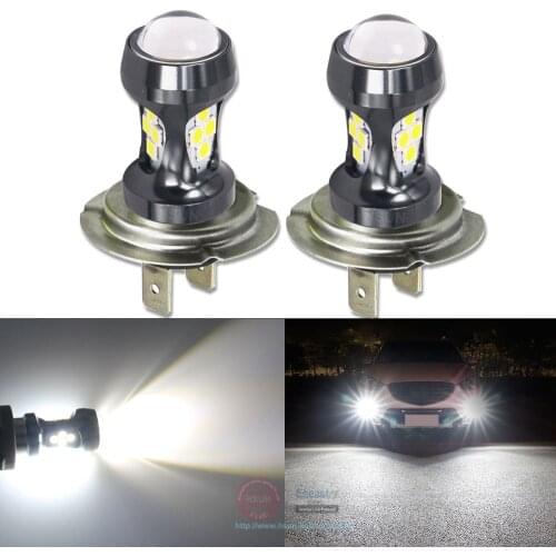 Eseastar 2Pcs Car Front Fog Lights Daytime Running Light H7 LED Bulbs High Power 2000LM White Yellow Auto H 7 Lamp 12-24V