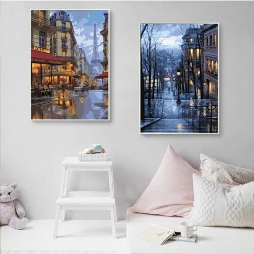 GATYZTORY 2PC Frame DIY Painting By Numbers Modern Home Wall Art Picture Street Scenery Paint By Numbers For Home Decor