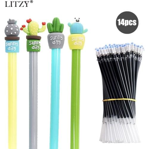 Cactus Gel Pens Student Kawaii 0.5mm black Neutral Ink Cute Pen School Office Writing Supplies Learning Stationery children gift
