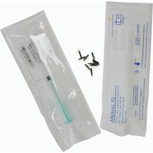 10pcs 2.12*12mm pet identification tag rfid microchips Iso11784/5 Fdx-b 134.2khz + 10pcs Rfid Pet Microchips syringe