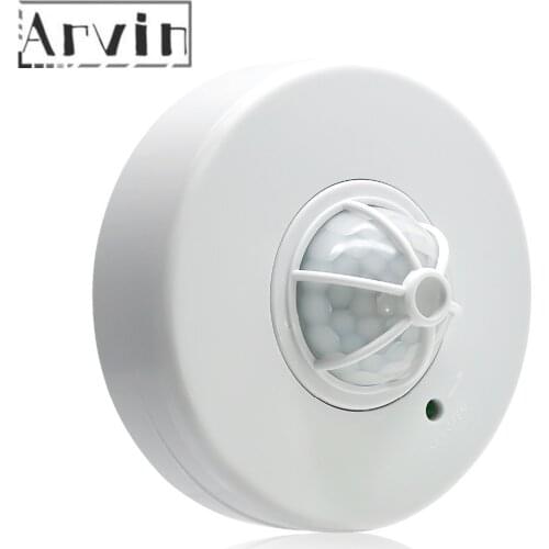 110V 220V AC Adjustable 360 Degree Ceiling PIR Infrared Body Motion Sensor With 3 Detectors Led Light Switch White 036B