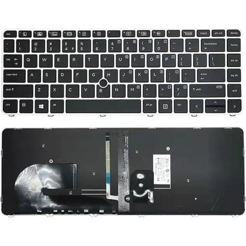 Laptop keyboard for HP for Elitebook 745 G3 840 G3 848 G3 US English black with silver frame backlight