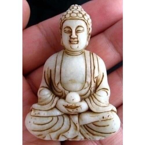 Collect Gemstone Rare Lifelike Sakyamuni White Jade statue statuary Carving