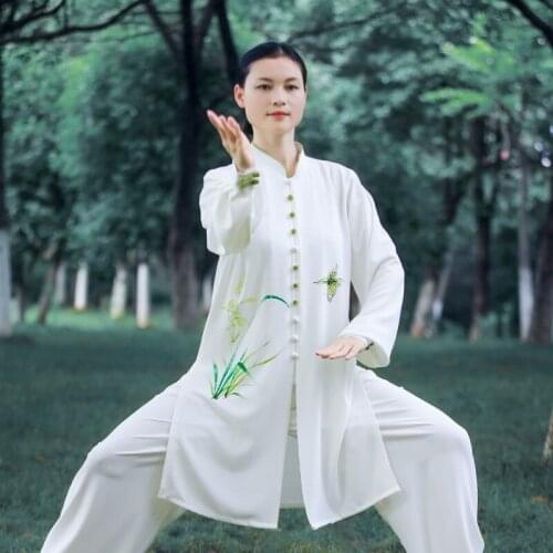 White Tai Chi Uniform Kung Fu Outfit Wushu Performance Costumes Chinese Warrior Costume Martial Arts Taichi Morning Sprots T2295