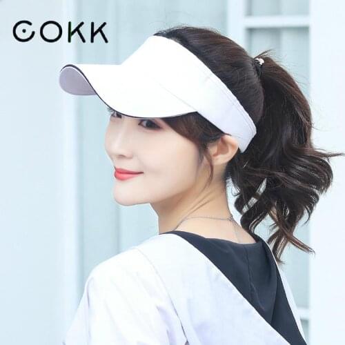 COKK Summer Hat Empty Top Hats For Women Men Unisex Sports Tennis Cap Outdoor Casual Sunshade Visor Cap Solid Color Sun Hat