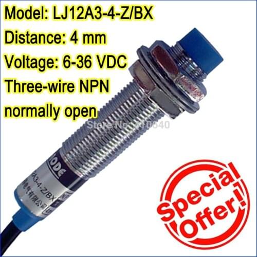 LJ12A3-4-Z/BX Free shipping! 4mm inductive proximity switch three-wire NPN normally open
