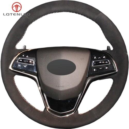 LQTENLEO Black Suede DIY Hand-stitched Car Steering Wheel Cover For Cadillac ATS ATS-L 2013-2019 CTS 2014-2017 ELR 2014-2018