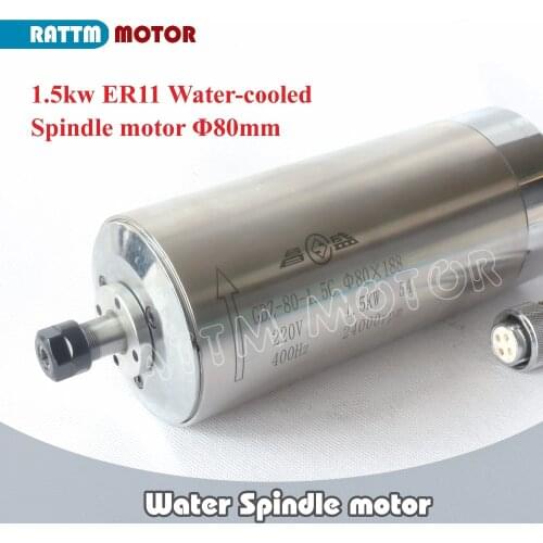 AUS free TAX 1.5KW WATER-COOLED SPINDLE MOTOR 80x188mm ER11 24000rpm 220V 400Hz for CNC Router Milling/Engraving machine