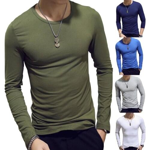 Men T Shirt Long leeve Cotton Spring Autumn Thermal Undershirt Armor Mens T Shirts Full Sleeve Round Neck Casual MenS Tees