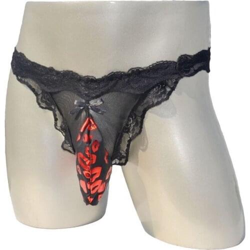 Mens Underwear Lace U Convex Pouch Sexy Men Thongs G String See Through Mens Panties Transparent Erotic Lingerie for Men