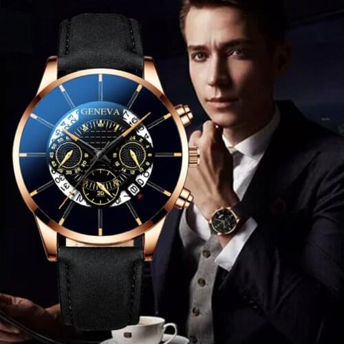 2020 New Quartz Men Leather Business Watches Luxury Clock Sport Simple Saterproof Wrist Big Dial Mens Watch relogio masculino