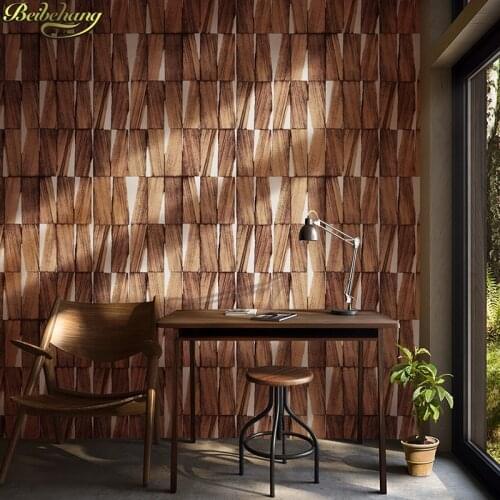 Beibehang Southeast Asia Simple Bedroom Living Room Wall Imitation Woodgrain Wallpaper Retro Vintage Nordic Style Wall paper