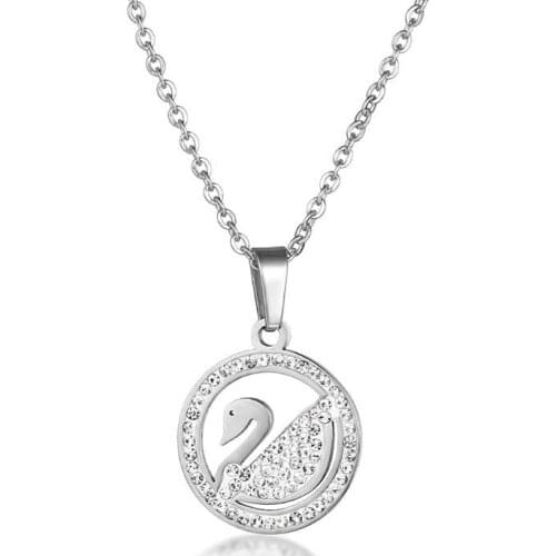 Personalized Swan Zircon Cystal Pendant Necklace Fashion Metal Titanium Steel For Women Wedding Accessories Engagement Gift