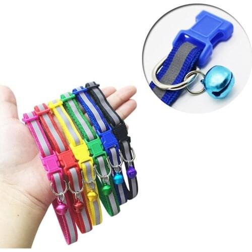 Adjustable Nylon Dog Collars Reflective Pet Collars with Bells Necklace Collar for Little Dogs Cat Collars Pet Supplies