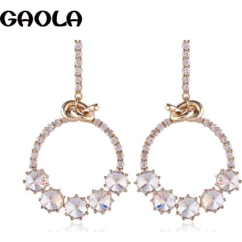 GAOLA Brand Unique Design Multi Cubic Zircoia Micro Pave Setting Round Flower Dangle Earrings For Women GLE7875
