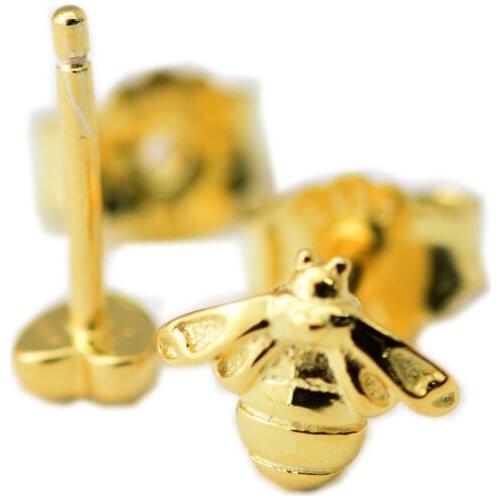 Heart & Bee Stud Earring 100% 925 Sterling-Silver-Jewelry Free Shipping