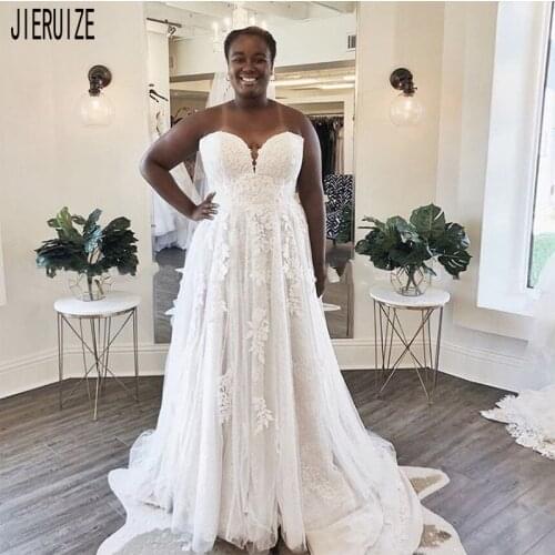 JIERUIZE African Boho Wedding Dresses Sweetheart Neck A-line Tulle Appliques Lace Up Back Bridal Gowns Beach vestido de novia