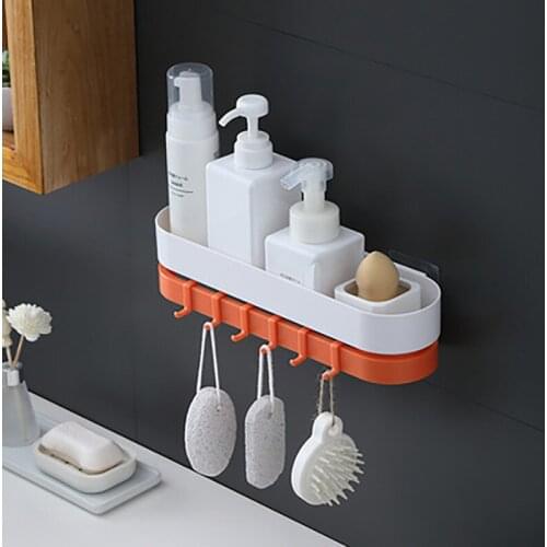 Corner Bathroom Organizer Shelf Shampoo Cosmetic Storage Rack Wall Mounted Kitchen Shelf Household Items Bathroom Accessories