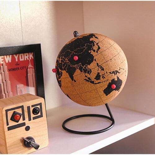 Cork Globe Holder Rubber Bark Unique Message Board home decor Cork World Globes with Pins 3d Travel Ball Wine Coole Good Earth