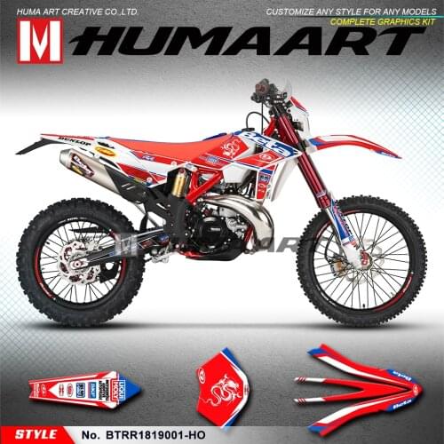 HUMAART Motocross Graphics Vinyl Stickers Enduro Decal Wrap Kit for Beta 250 300 350 390 430 480 RR 2018 2019, Red