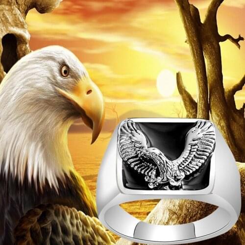 Vintage Hawk Ring Classic Hip Hop Mens Ring Steam Gothic Motorcyclist Punk Rock Party Jewelry Anniversary Gift Size Us6-13