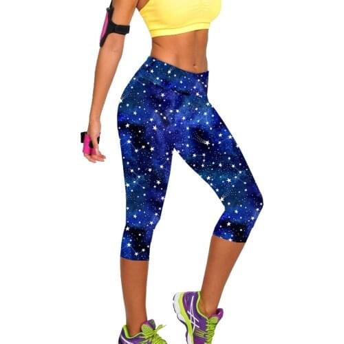 TOIVOTUKSIA Women High Waist Female Printed Pants Stretch Cropped Leggings Casual Miti-Colors