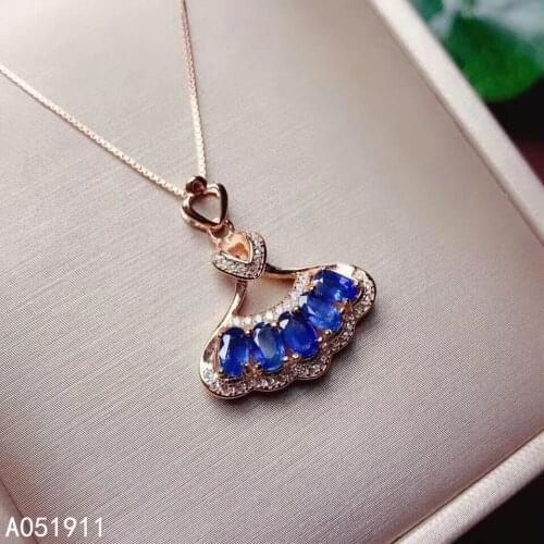 KJJEAXCMY fine jewelry natural sapphire 925 sterling silver women pendant necklace chain support test trendy