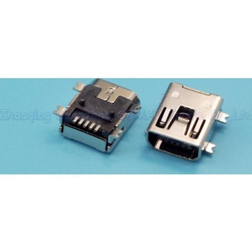 100pcs AB type SMT Mini USB Charger charging port MINI 5P Female Socket Copper