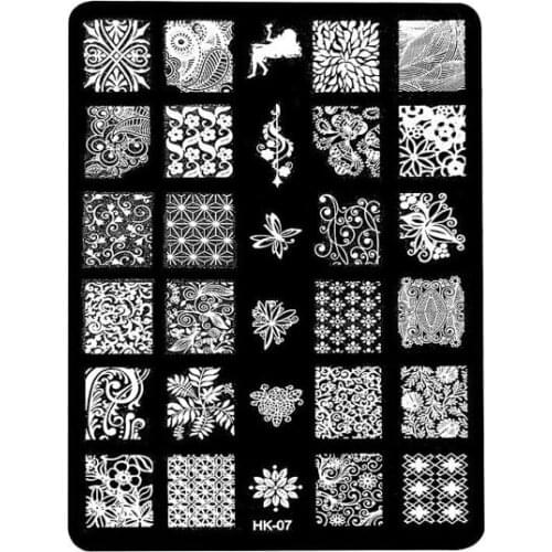 14.5*9.5cm Stamping Nail Art Image Plate Design Rectangle XL Stencil metal lace flower patterns manicure template stencil HK07