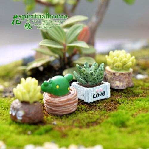 4pcs Simulation Cactus Green Desert Succulent Cereus Plant Small Statue Figurine Little Crafts DIY Miniatures Ornament