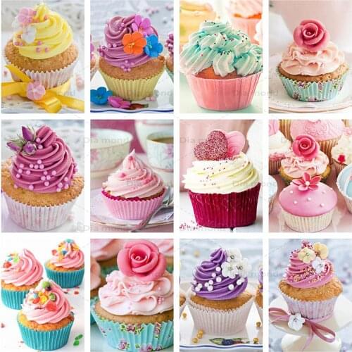 5D Cup Cake Diamond Painting Full Square/Round Drill Cake Cross Stitch Needlework Mosaic Embroidery Food Rhinestone Picture
