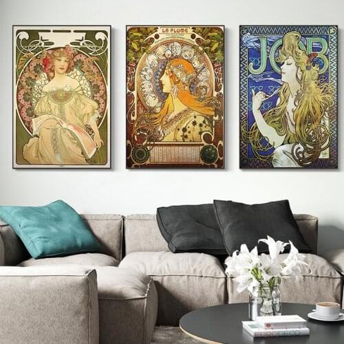 Alphonse Mucha Famous Illustration on Canvas Posters Art Prints and Prints Classical Art Nouveau Woman Art Pictures Home Decor
