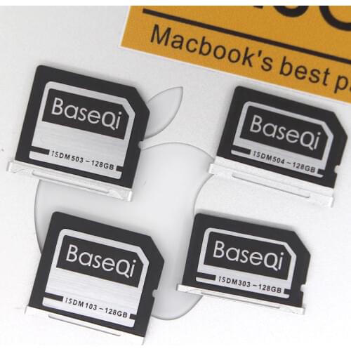 BaseQi Aluminum Stealth drive 128GB High Speed Memory Card SD Card For MacBook Air 13-inch and MacBook Pro Retina 13/15-inch