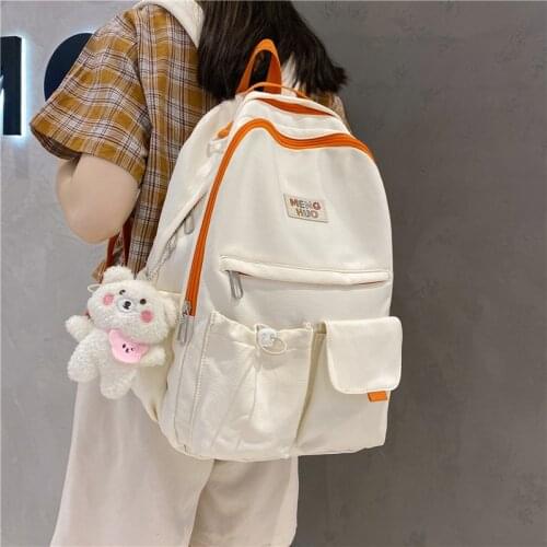 White Fashion Backpack Canvas Women Backpack Anti-theft Shoulder Bag2021New School Bag For Teenager Girls School Backapck Female