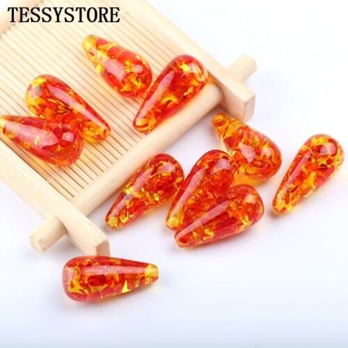 10pcs Single Hole Resin Beads Water Drop Shape Resin Beads For Jewelry Making Hairpin Necklace Accessories