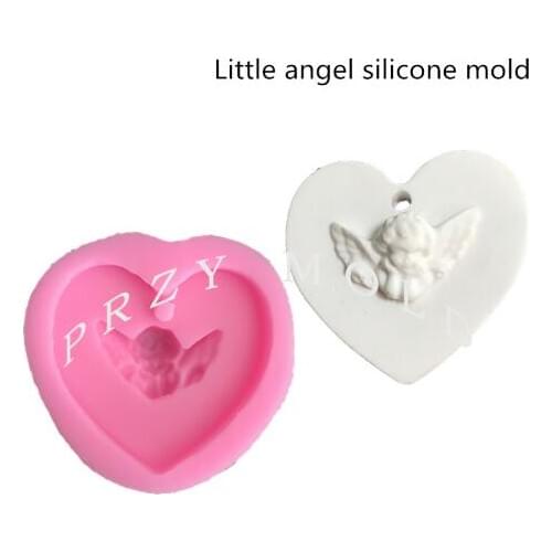Heart shape angle pattern decorating pendant silicone mold solid aroma pendant candle lanyard fragrance molds handmade mould