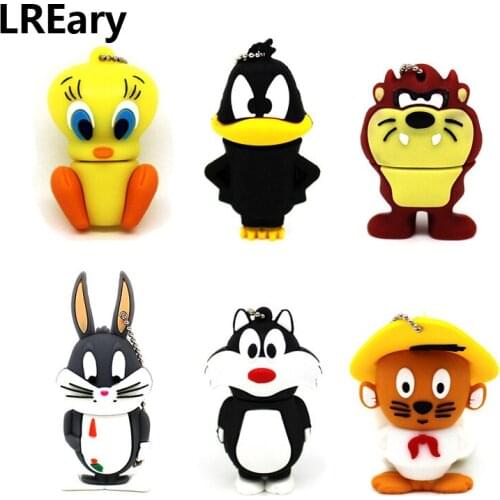 Hot Sale Cartoon Looney Tunes usb flash drive 32GB 64GB pendrive 16GB 8GB 4GB bugs bunny Daffy duck animal pen drive usb 2.0