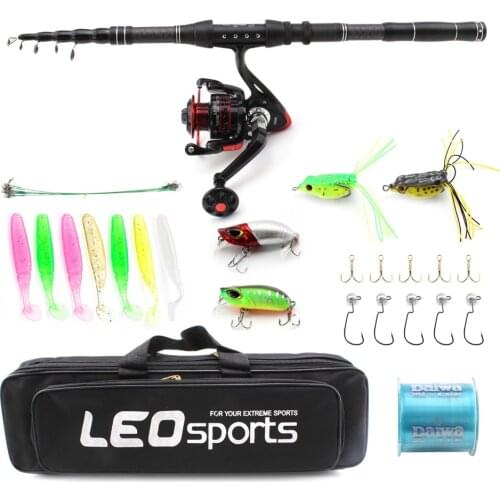 1.8m2.1m2.4m2.7m Telescopic Fishing Rod Reel Combo Full Kit Gear Spinning Reel Line Lures Hooks with Bag Travel Fishing Tackle