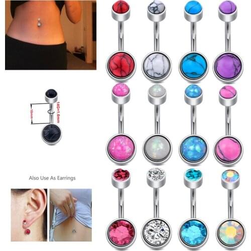 14G Belly Button Rings Crystal 316L Surgical Steel Body Jewelry Belly Piercing Rings Sex Real Navel Piercing Ombligo Pircing
