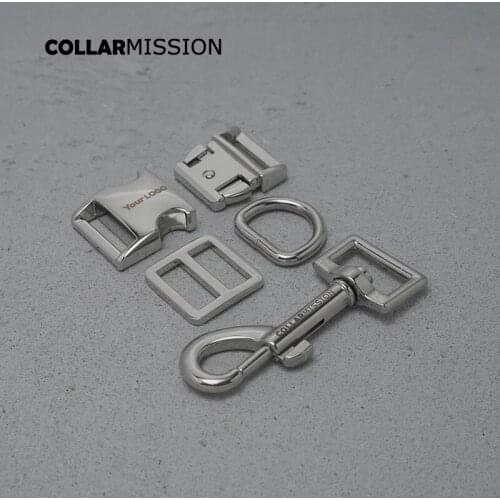 Metal buckle+Tri-Glid+D ring+metal dog clasp/set)Engraved silver buckle 20mm for DIY dog collar leash set harness DIY parts