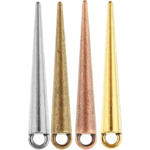 10 Pieces Cone Shape Metal Pendant Beads 34mm for Earring Necklace DIY Keyring Jewelry Findings Punk Style