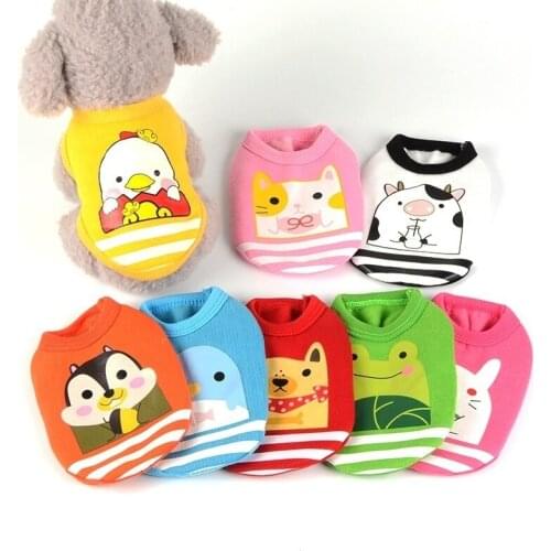 50Pcs/Lot Cute Cartoon Animals Small Dog Soft Cotton Pet Pet Collar Summer Puppy Cat Clothes