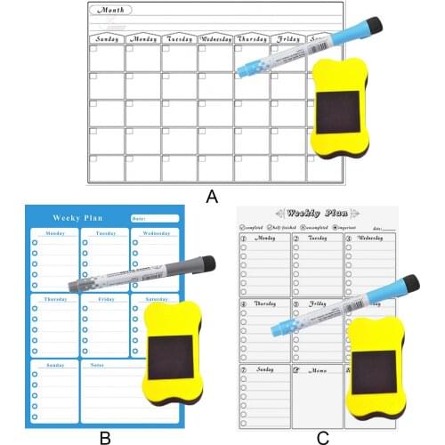Multi-Purpose Removable Weekly Monthly Planner Refrigerator Magnet Dry Erase Board with 2 Erase Markers for Home Office Shops